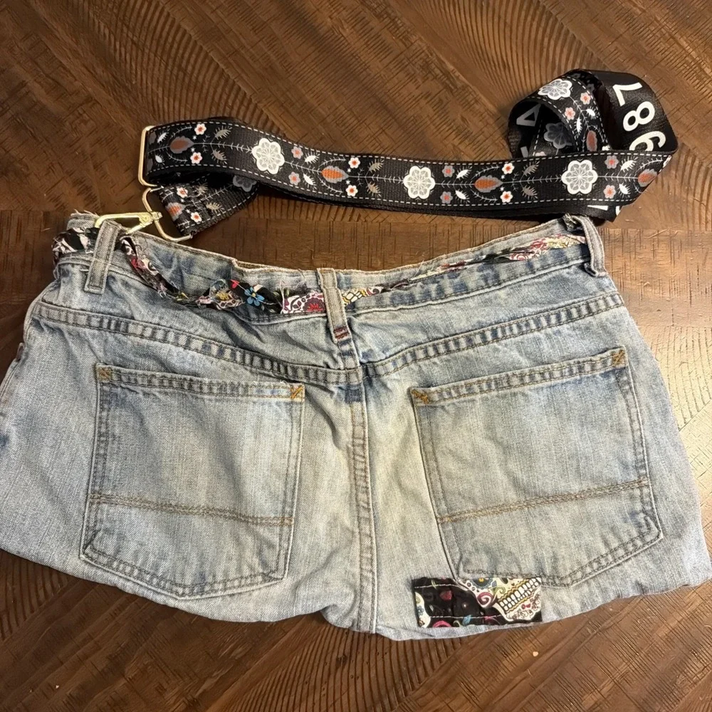 Handmade Blue Jean Distressed Purse Wild & Funky Original Wide Strap Boho Hippie
